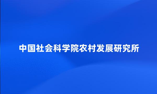 中国社会科学院农村发展研究所