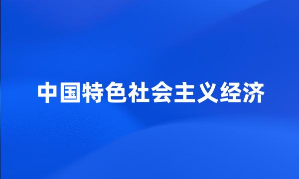 中国特色社会主义经济