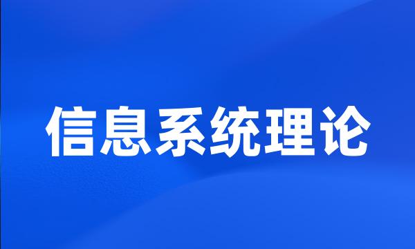 信息系统理论