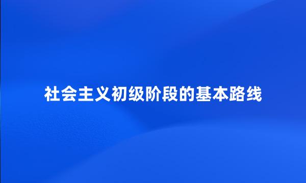 社会主义初级阶段的基本路线