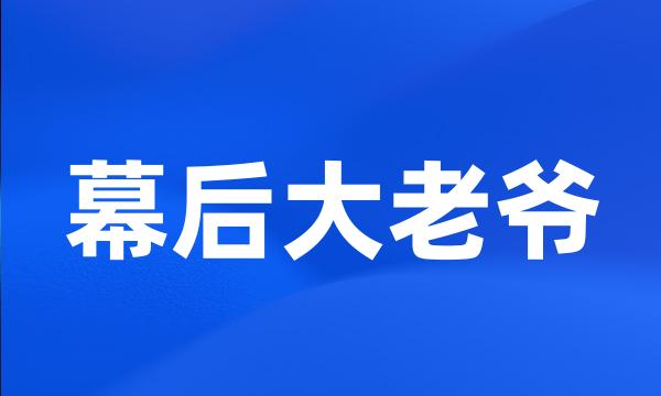 幕后大老爷