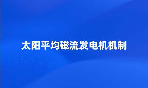 太阳平均磁流发电机机制