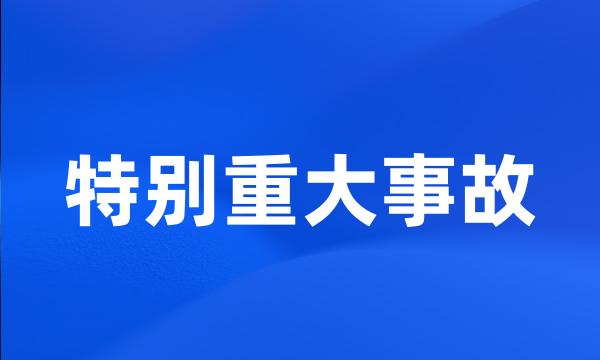 特别重大事故