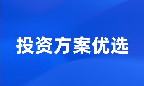 投资方案优选