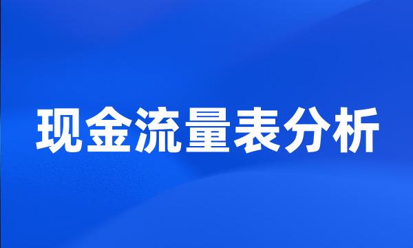 现金流量表分析