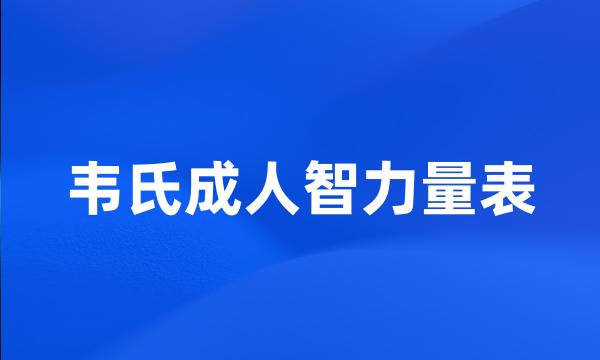 韦氏成人智力量表