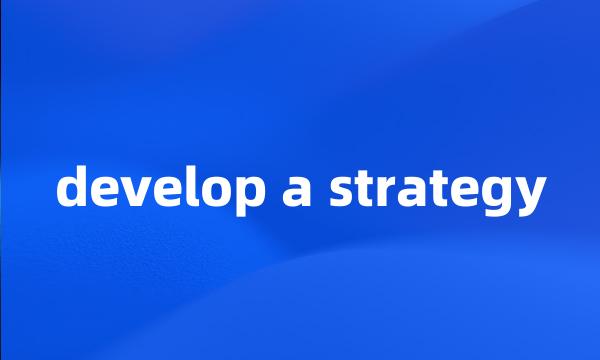 develop a strategy