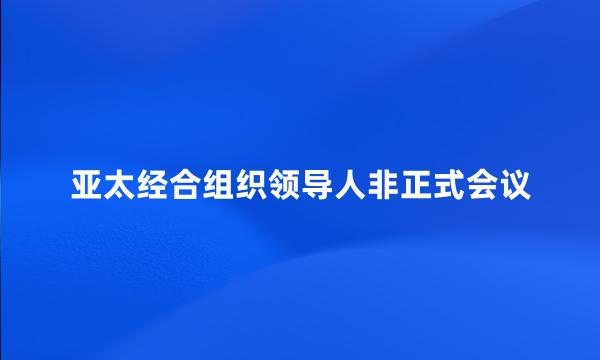 亚太经合组织领导人非正式会议