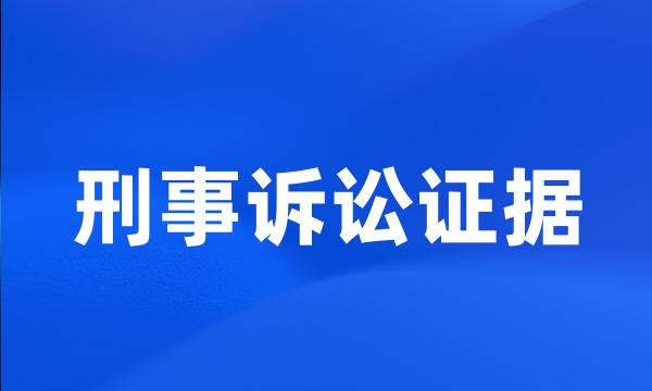 刑事诉讼证据