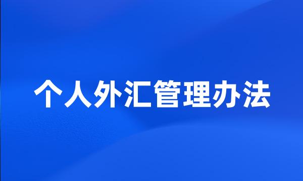 个人外汇管理办法