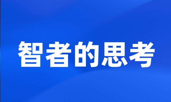 智者的思考