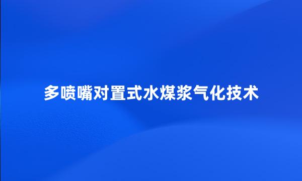 多喷嘴对置式水煤浆气化技术