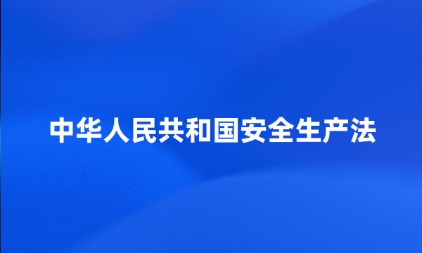 中华人民共和国安全生产法