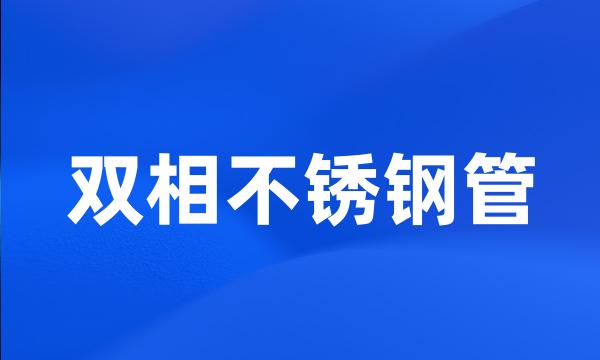 双相不锈钢管