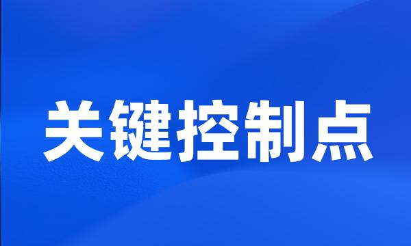 关键控制点