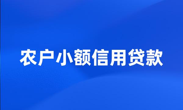 农户小额信用贷款