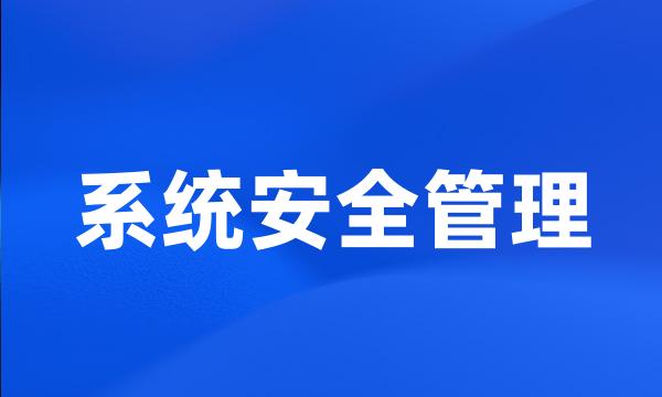 系统安全管理