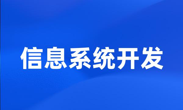 信息系统开发