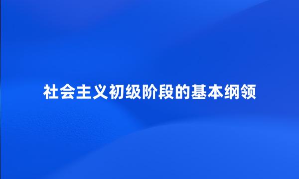 社会主义初级阶段的基本纲领