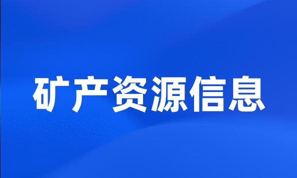 矿产资源信息