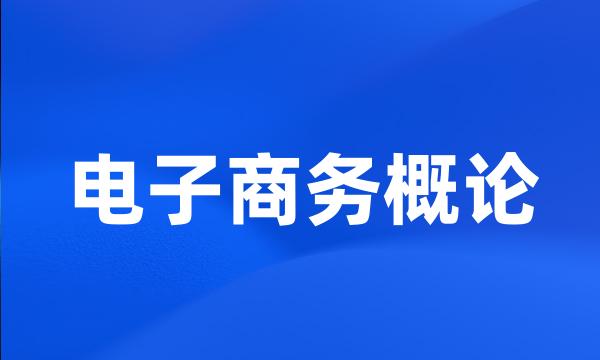 电子商务概论