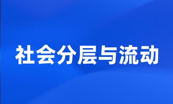 社会分层与流动