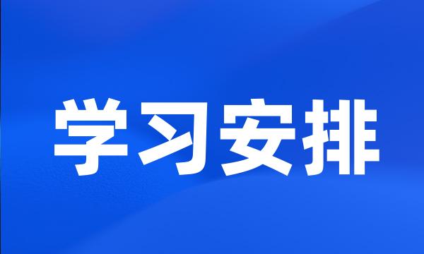 学习安排