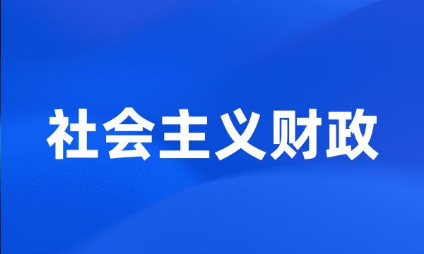 社会主义财政