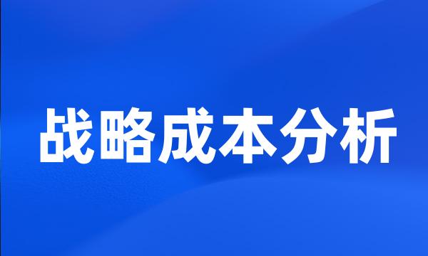 战略成本分析