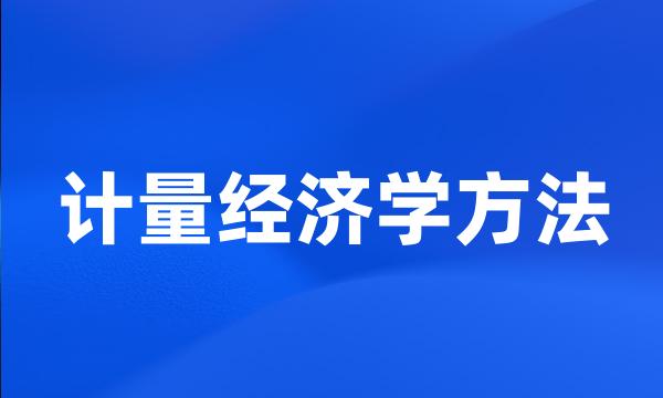 计量经济学方法