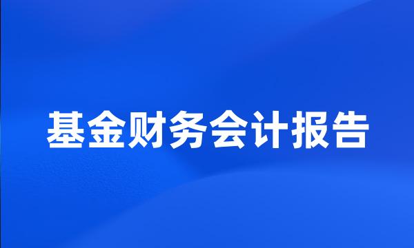 基金财务会计报告