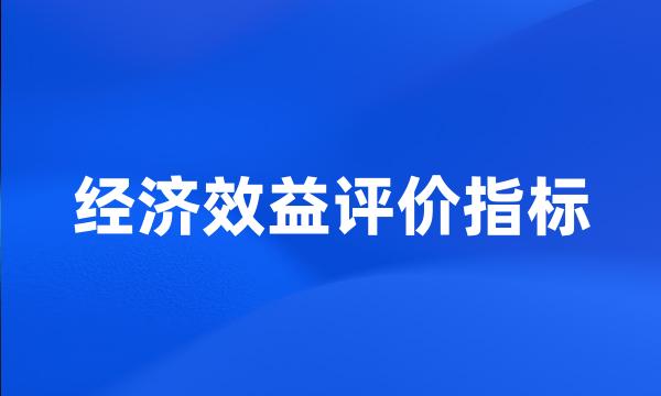 经济效益评价指标