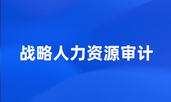 战略人力资源审计