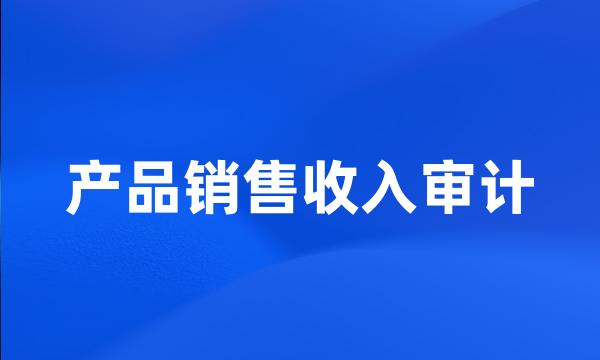 产品销售收入审计