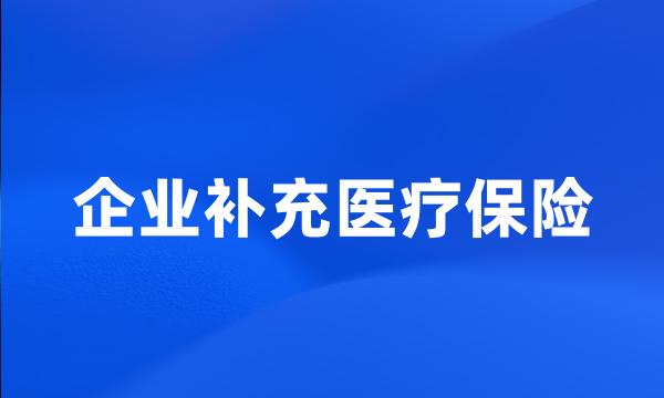 企业补充医疗保险