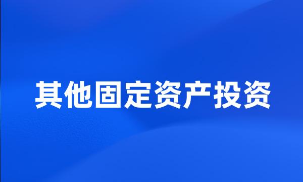 其他固定资产投资