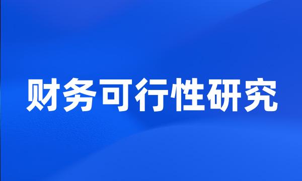 财务可行性研究