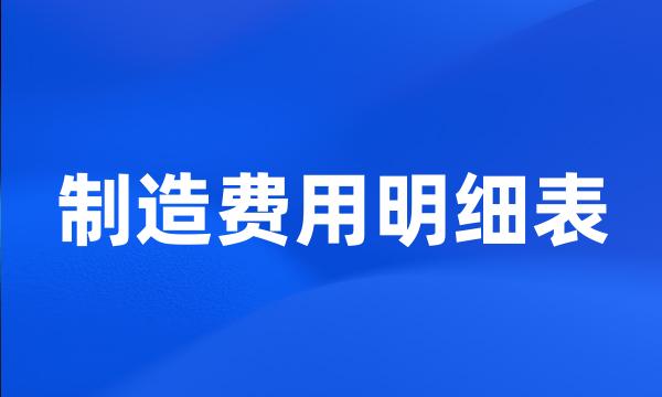 制造费用明细表