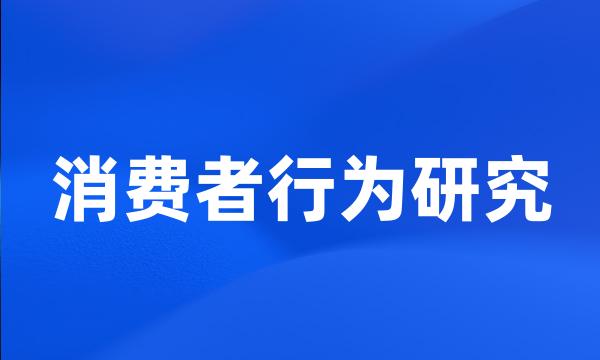 消费者行为研究