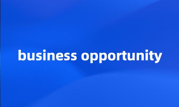 business opportunity