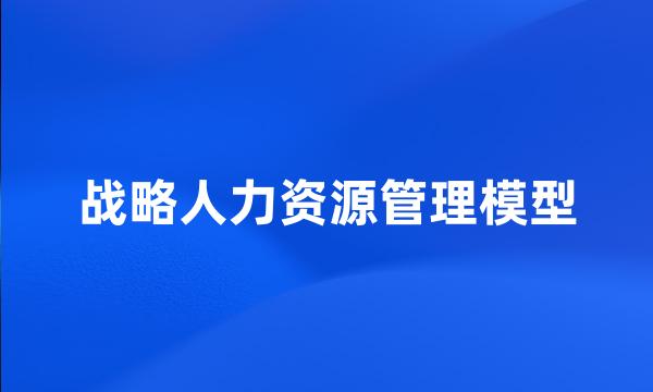 战略人力资源管理模型