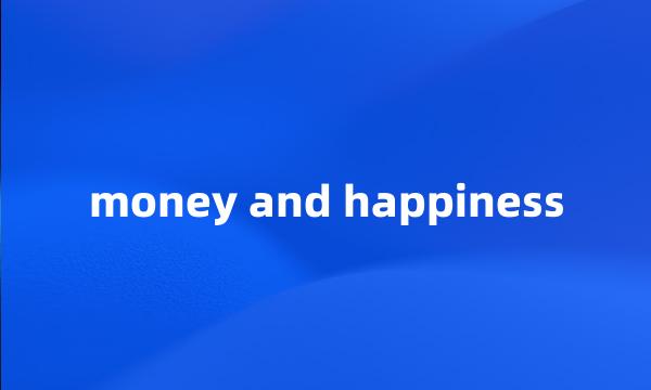 money and happiness