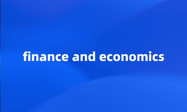 finance and economics