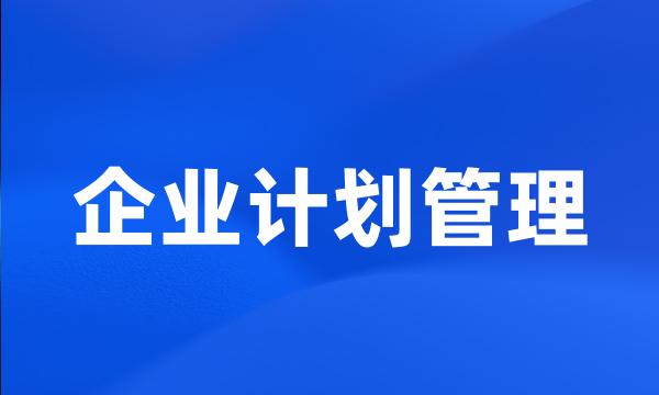 企业计划管理