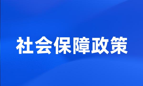 社会保障政策