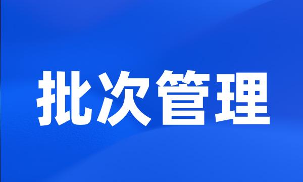 批次管理