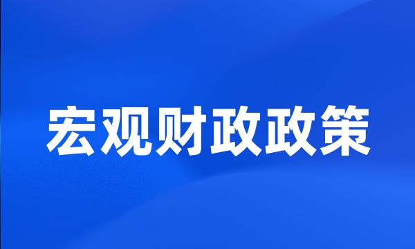 宏观财政政策