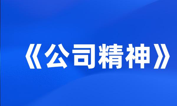 《公司精神》