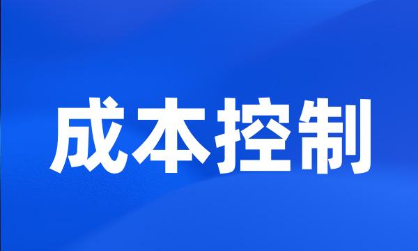 成本控制