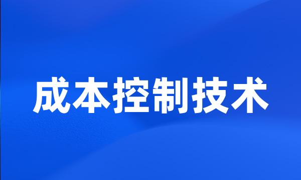 成本控制技术